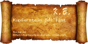 Kupferstein Bálint névjegykártya